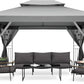 Gazebo 10X13 Heavy Duty Gazebos with Improved Nettings Outdoor Gazebo Double Roof Patio Gazebos with Metal Steel Frame Outdoor Canopy for Patio, Deck, Backyard (Gray)