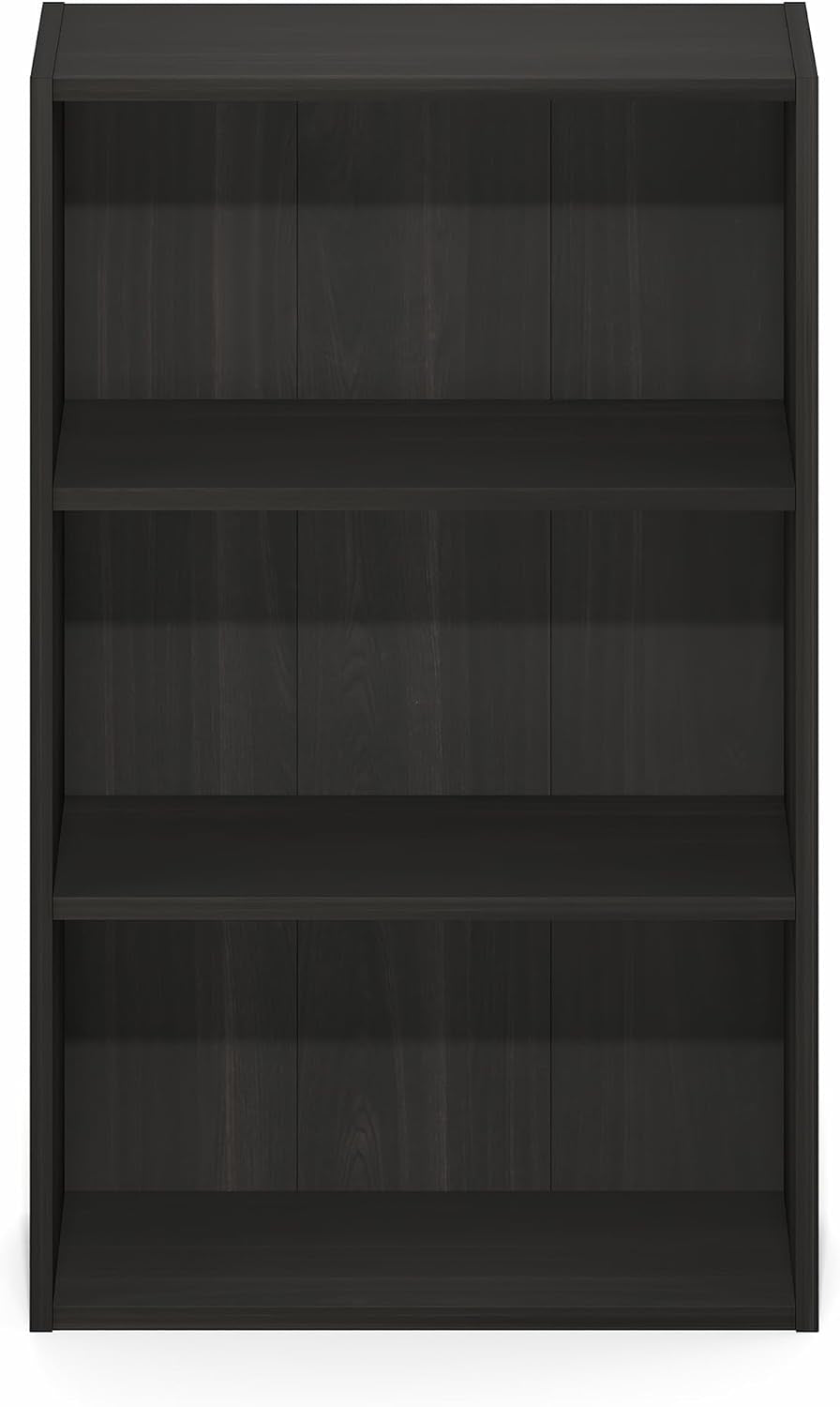 Basic Book Shelf, 3-Tier Bookshelf, Cube Storage Organizer Bookcase with Open Shelf, 7 X 17 X 26, for Living Room, Bedroom, Home Office, Espresso