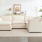 113'' Modular Sectional Cloud Couch, 5 Seater Corner Sofa Big Comfy Corduroy Oversized L Shaped Couch with 2 Pillows, Chaise, Ottoman, Deep Seat Sectional Couches for Living Room Office, Beige