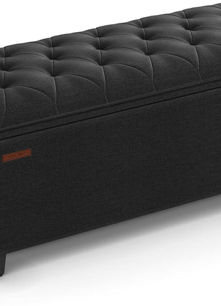 Ink Black Upholstered Storage Ottoman Bench with Legs - 15.7 x 43.3 x 15.7 Inches, Multi-functional Foot Rest and Storage Solution, Supports Up to 660 lbs, Perfect for Living Room, Bedroom, and Entryway, Model ULSF088B01