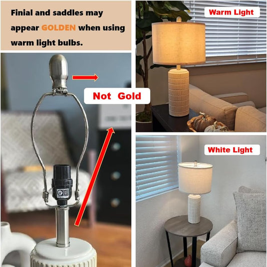 23" Modern Ceramic Table Lamp Set of 2 for Living Room White Desk Lamps for Bedroom Farmhouse Bedside Nightstand Lamp House Warming Gifts New Home Decor End Table Lamps Gifts for Women Mom Beige
