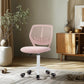 Armless Home Office Desk Chair, Colorful Task Chair with Soft Mesh Padded Cushion, Height Adjustable Swivel Study Computer Chair for for Girls Boys Teens (Pink Ⅰ, 1PC)