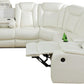 Power Recliner Sectional Sofa Set for Living Room Furniture Sets,Leather Reclining Sofa Set with LED Lights/Hidden Storage,L- Shaped Couch for Living Room/Home Theater(White,Sectional)