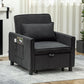 3-In-1 Convertible Chair Bed, Multi-Functional Single Sofa Bed, Pull Out Sleeper Chair with Adjustable Backrest, Pillow, and Pockets for Apartment, Living Room, Dark Gray