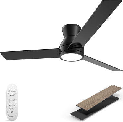 Ceiling Fans with Lights Remote Control - Flush Mount Dimmable 3000K-6500K LED 6 Speed with Quiet DC Motor for Bedroom, Living Room and Outdoor Patio