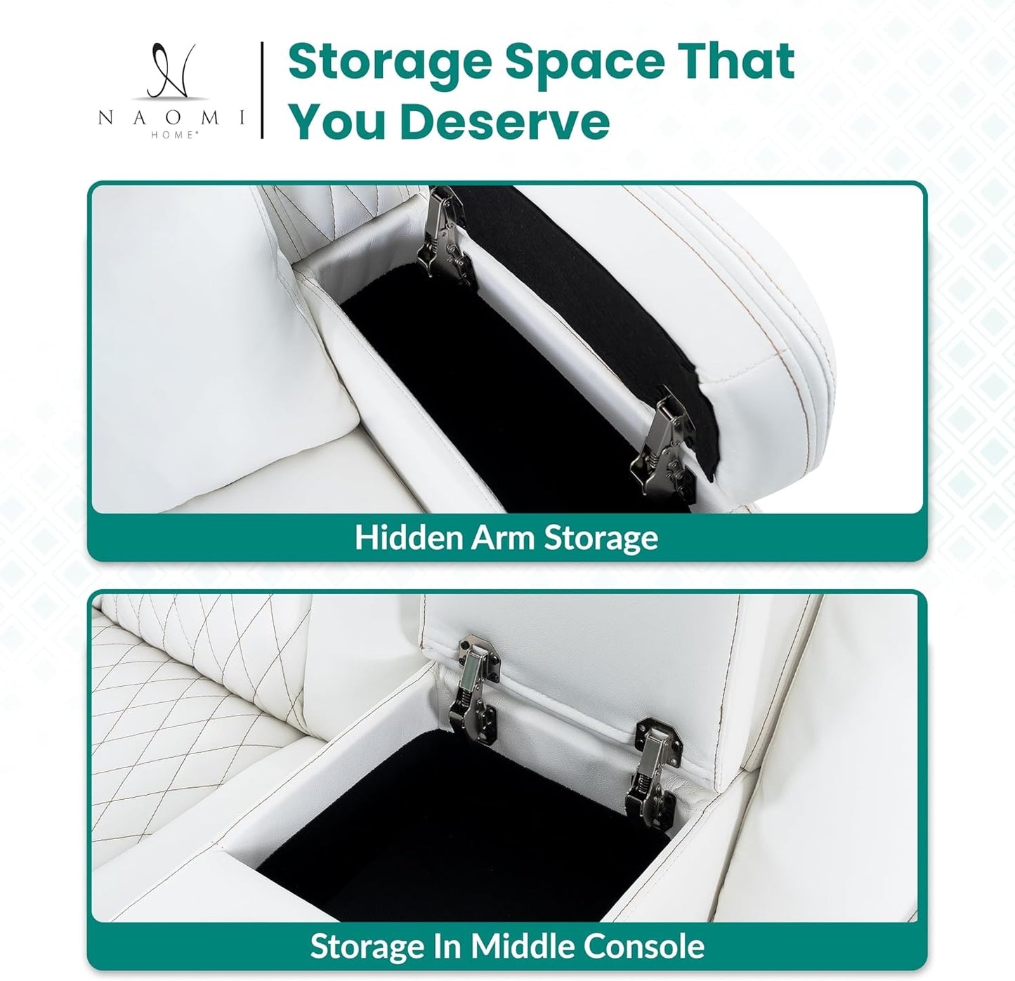 Chicago Deluxe Theater Style Motion Loveseat with LED Lights White/Air Leather