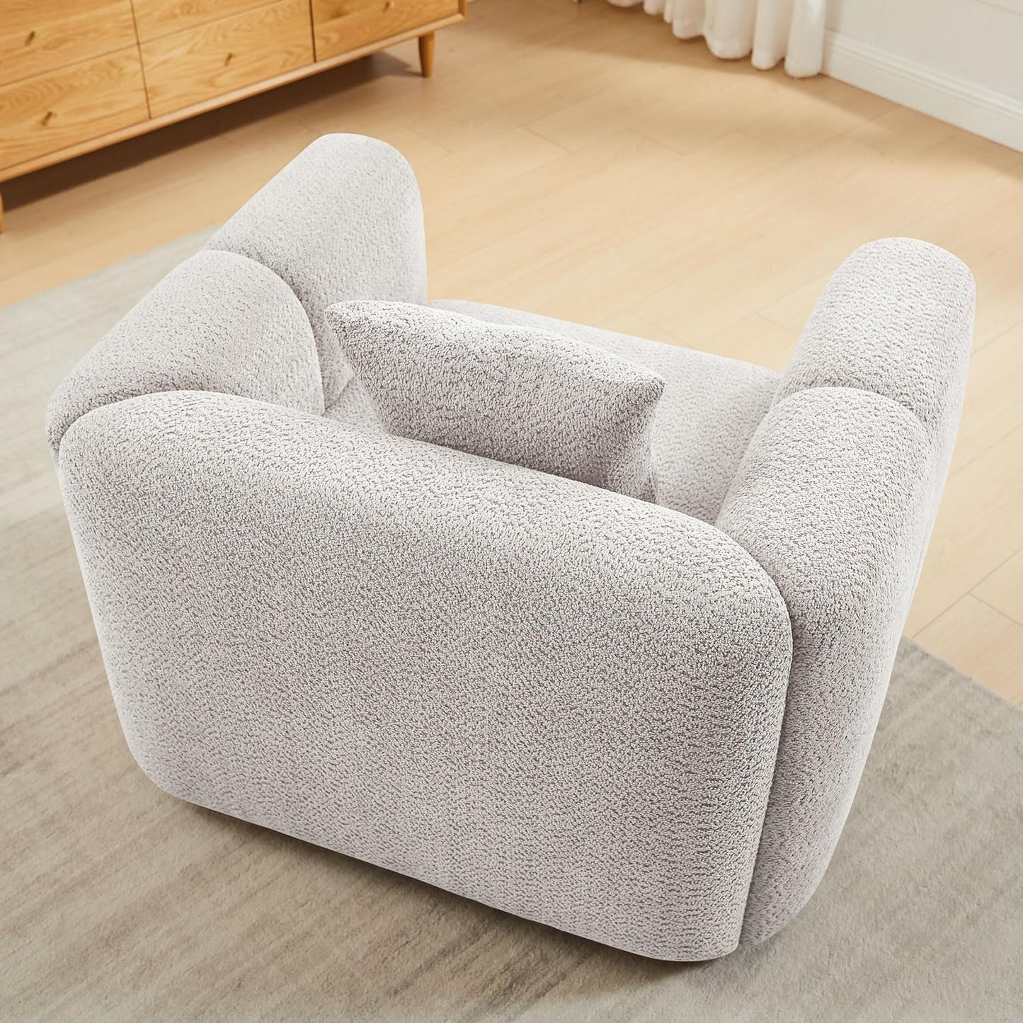 Living Room Furniture Sets Include 95" Sofa & 42" Armchairs, Boucle Upholstered Oversized Couch with Pillows, Living Room Furniture Set for Bedroom Apartment (Light Khaki, 1 Sofa+1 Chair)