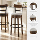 Valebeck | 30″ Farmhouse Pub-Height Swivel Barstool with Back – Upholstered Cushion, Nailhead Trim, Metal & Wood Frame, Brown