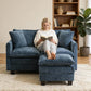 Loveseat Sofa with Ottoman, 50'' Modern L-Shape Cloud Couch Sofa Loveseat with 22'' Ottoman for Small Space/Apartment/Office/Living Room 8834-BLUE-L