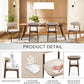 Wooden Dining Chairs Set of 6, Modern Upholstered Fabric Dining Room Chair, Farmhouse Kitchen Side Chairs with Foot Pegs, Beige