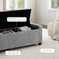 Storage Ottoman Bench, Linen Fabric End of Bed Storage Bench with Button Tufted, Safety Hinge Lid, Large Ottoman for Bedroom, Living Room & Entryway