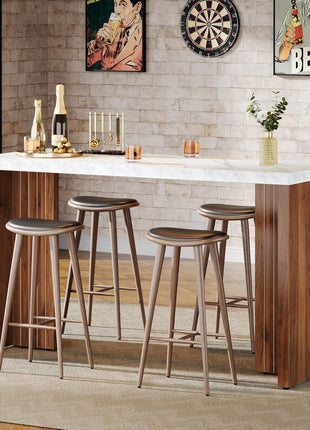55.12-Inch Contemporary Counter Height Bar Table with Faux Marble Top, Rectangular Design for Kitchen, Dining Room, Living Room, Balcony, and Basement in Walnut and White