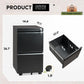 2 Drawer Metal File Cabinet, Fully Assembled, under Desk, Black, Lock, Fits Letter/Legal/A4 Size Files