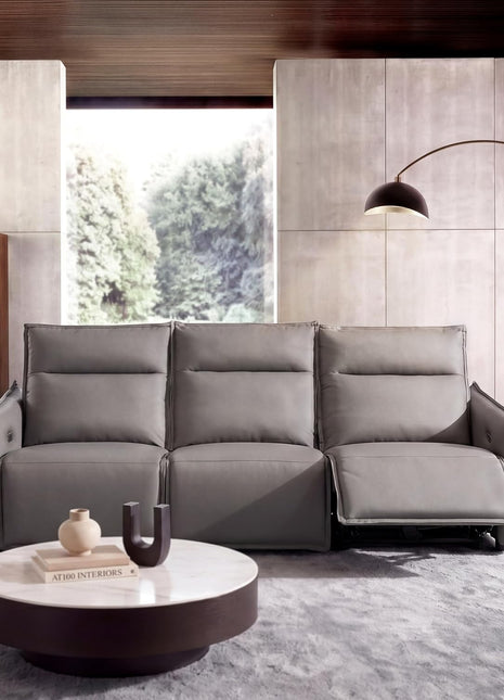 96-Inch Dual Reclining Power Sofa with Zero Gravity and Zero Wall Hugger Design, Faux Leather Upholstery, USB & Type-C Charging Ports, and Oversized 27.6-Inch Wide Seats - Grey Living Room Furniture