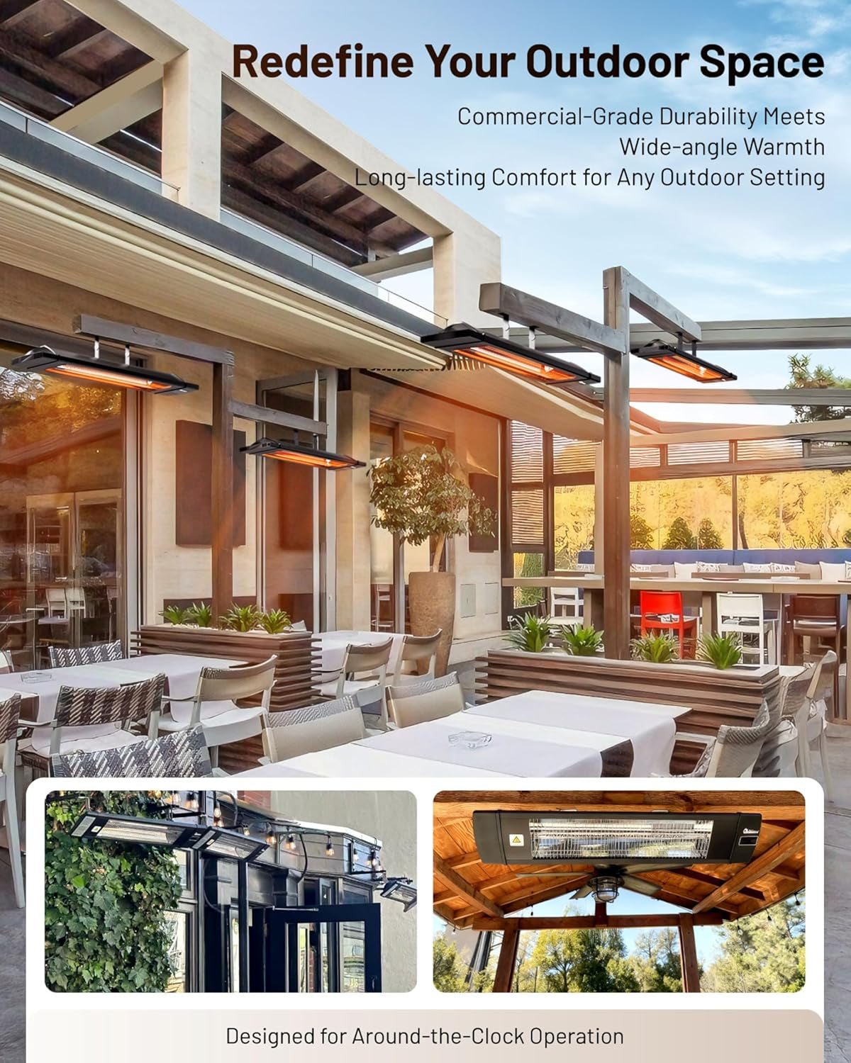 Portable Infrared Indoor and Outdoor Space Heater for Patio, Garage, Commercial & Residential with Remote Control, without Thermostat, Black