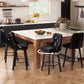 Swivel Barstools Set of 2, 26’’H Modern Counter Height Barstool with Metal Legs,Faux Leather Upholstered Bar Stools with Back for Kitchen Island, Dining Room, Pub - Black 2PACK