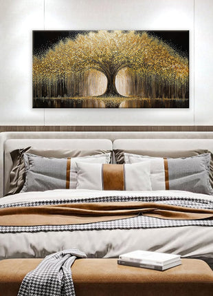 Golden Tree of Life Canvas Wall Art - Contemporary Ready-to-Hang Decor for Various Spaces - 20x40 Inch Prints