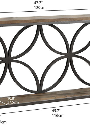 47.2-Inch Industrial Narrow Console Table with Storage, Vintage Rustic Brown Design for Entryway and Living Room