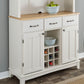 Buffet of Buffets Off-White Server with Hutch and Natural Wood Top