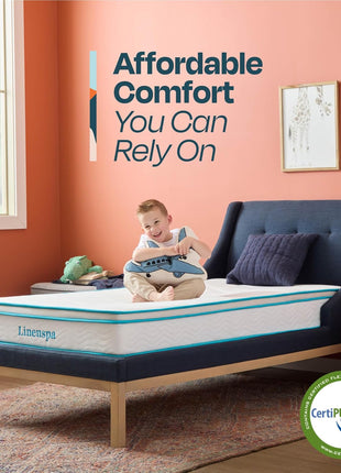 8-Inch Twin Size Medium Firm Memory Foam Hybrid Mattress - Breathable, Cooling, and Supportive Comfort for Guest or Children's Rooms