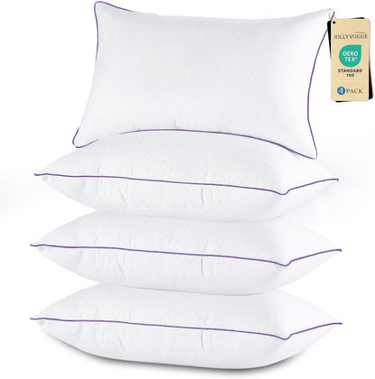 Pillows Queen Size Set of 4, Washable Supportive Bed Pillows with Super Soft down Alternative Fill, Luxury Fluffy Hotel Quality for Side, Back, and Stomach Sleepers