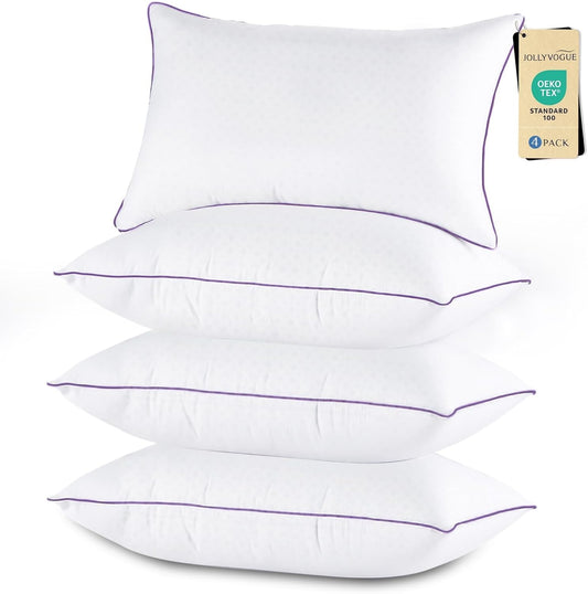 Pillows Queen Size Set of 4, Washable Supportive Bed Pillows with Super Soft down Alternative Fill, Luxury Fluffy Hotel Quality for Side, Back, and Stomach Sleepers
