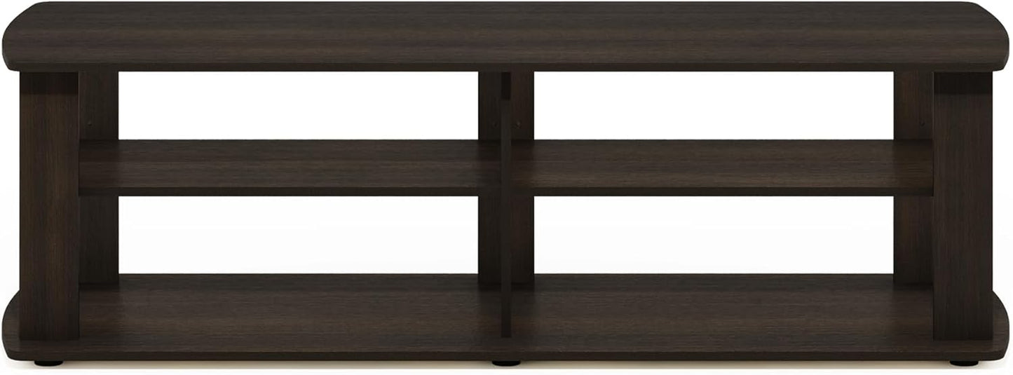 NELLY TV Stand, 3-Tier Entertainment Center with Open Shelves Storage, TV Console for TV up to 50 Inch, Soft Edges, for Living Room, Bedroom, Dark Brown