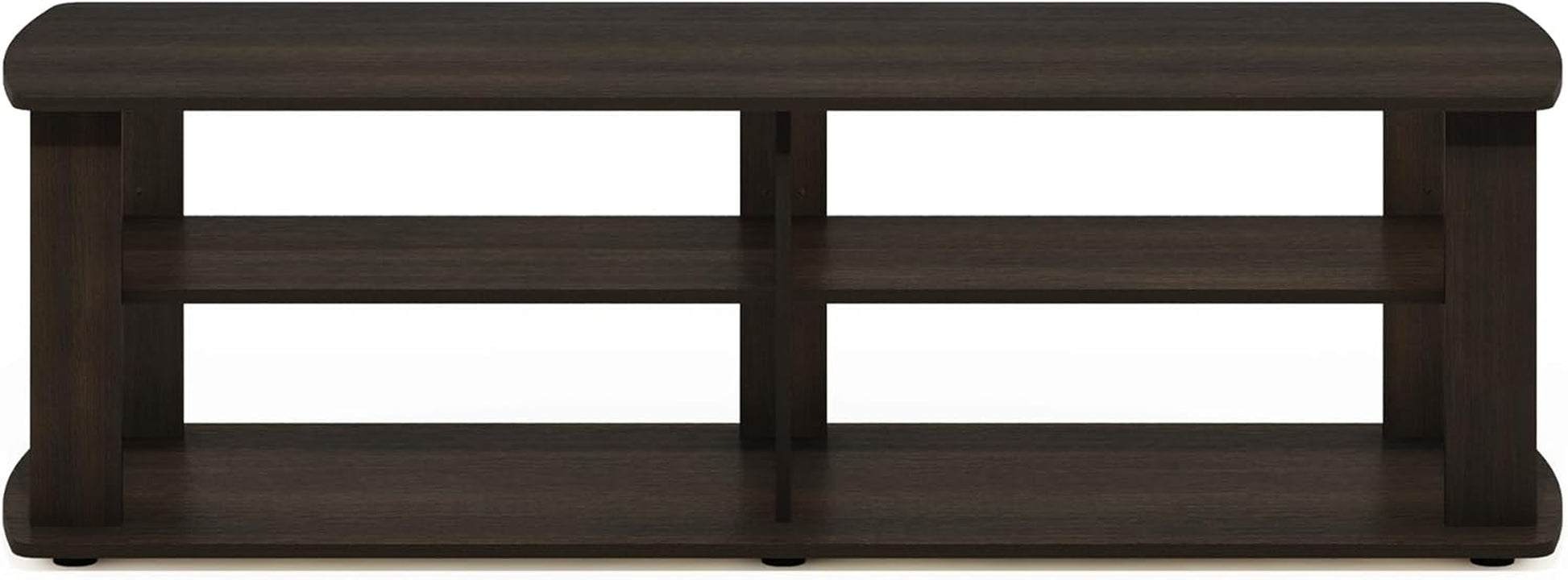 NELLY TV Stand, 3-Tier Entertainment Center with Open Shelves Storage, TV Console for TV up to 50 Inch, Soft Edges, for Living Room, Bedroom, Dark Brown