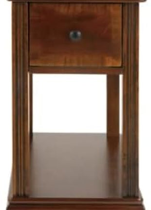 Ashley Signature Design Breegin Chairside End Table with Drawer and Fixed Shelf in Brown Finish, Dimensions: 13.13" W x 22.13" D x 23" H