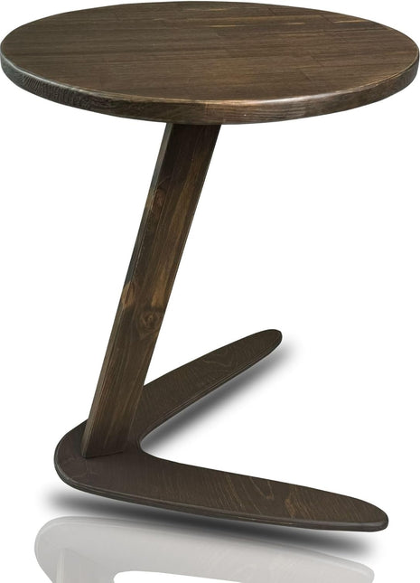 C-Shaped Handmade End Table for Living Rooms - Versatile Sofa Side Table with Slide-Under Design for Compact Spaces (Large, Dark Walnut)