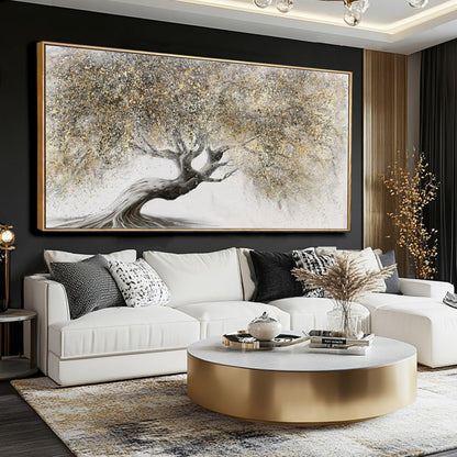 Nature Pictures Wall Decor Botanical Picture Prints 29"X58" Large Canvas Wall Art for Living Room Grey and Gold Artwork for Dining Room