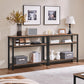 Industrial Console Table, 3 Tier Entryway Table with Storage Shelves, Narrow Sofa Tables for Living Room, Foyer, Hallway, Entrance, Metal Frame, Rustic Brown