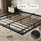 King Size Floating Bed Frame, Metal Platform, with LED Light and Charging Station, No Box Spring Needed, Noise-Free, Easy Assembly