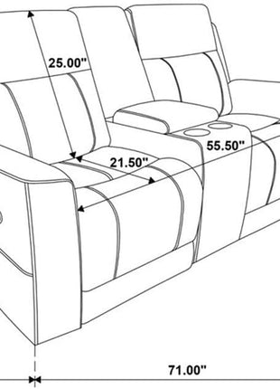 Faux Leather Motion Reclining Loveseat with Center Console and Cupholders in Taupe Finish, 71.25" W x 36.5" D x 39.25" H, Contemporary Plush Design for Living Room or Den