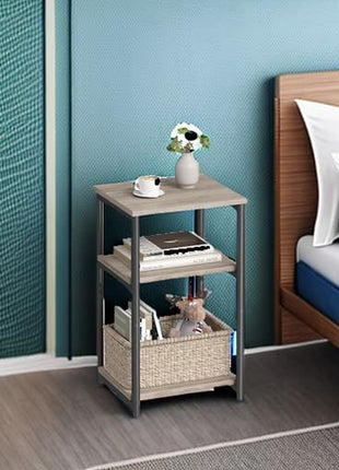 Greige and Classic Black Side Table - Multifunctional End Table and Nightstand for Living Room, Bedroom, Office, and Bathroom - Model ULET273B02