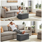 30In Foldable Storage Ottoman Bench, Storage Chest, End of Bed Foot Rest Stool with Padded Seat, Bedroom Bench for Living Room, Bedroom, Support 660Lbs, Grey