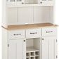 Buffet of Buffets Off-White Server with Hutch and Natural Wood Top