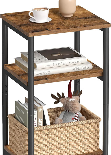 Rustic Brown and Classic Black Side Table - Versatile Small End Table and Tall Nightstand for Living Room, Bedroom, Office, and Bathroom - Model ULET273B01