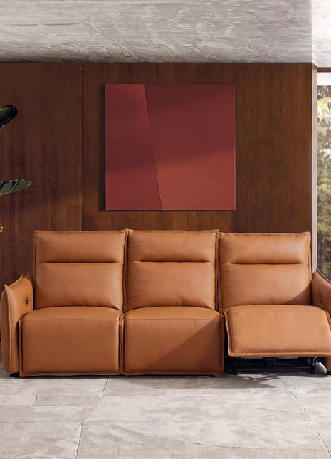 96-Inch Power Reclining 3-Seat Sofa with Zero Gravity and Wall-Hugging Design, Faux Leather Upholstery, Dual Recline Function, USB and Type-C Ports, Oversized 27.6-Inch Wide Seats, Brown