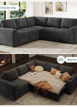 Elegant Dark Grey Modular Sectional Sofa Bed with Storage Solutions for the Living Room