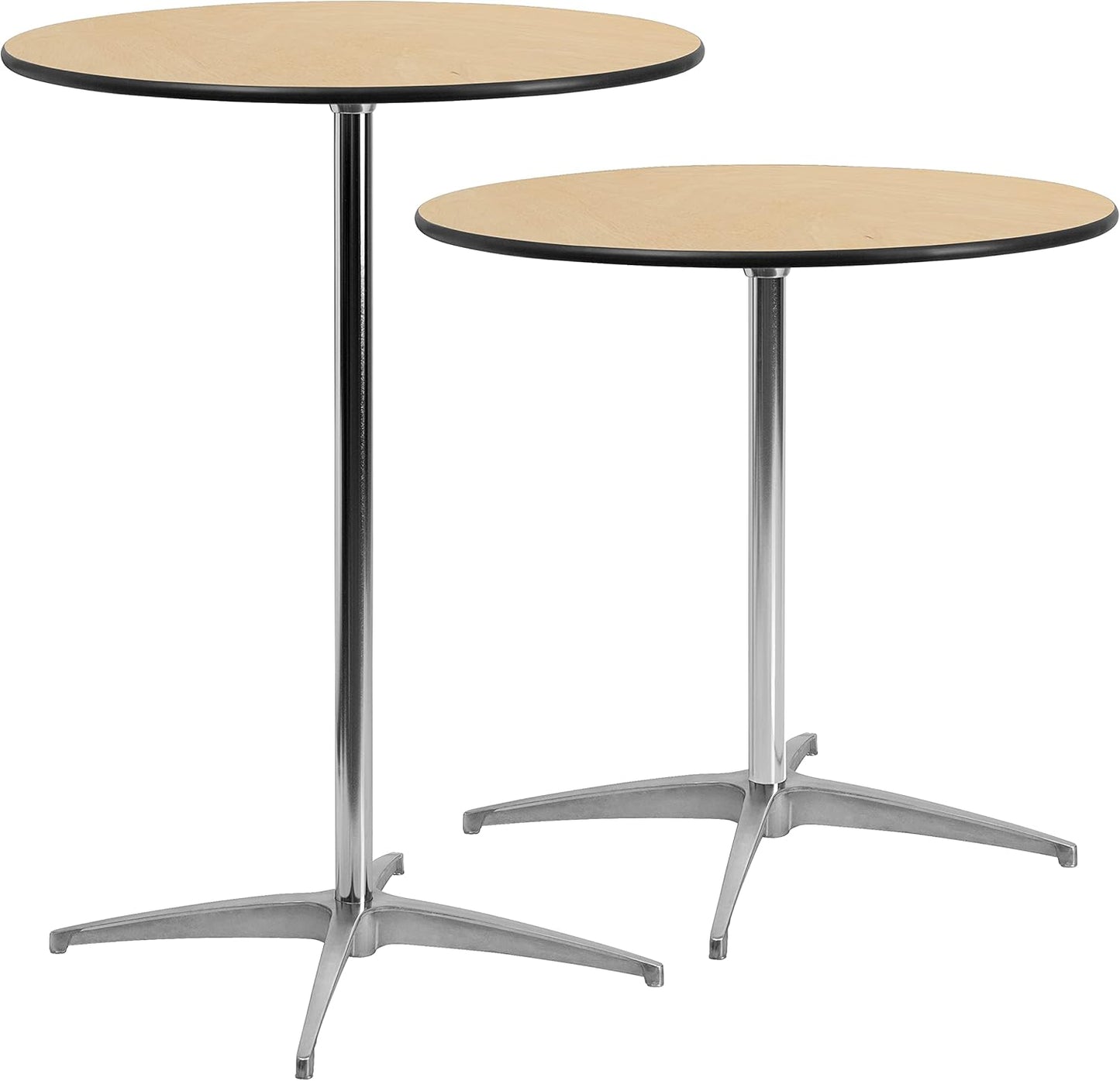 Lars 30" round Cocktail Table with 30" and 42" Columns, Adjustable Standard or Bar Height round Table for Events or Home Use, Natural