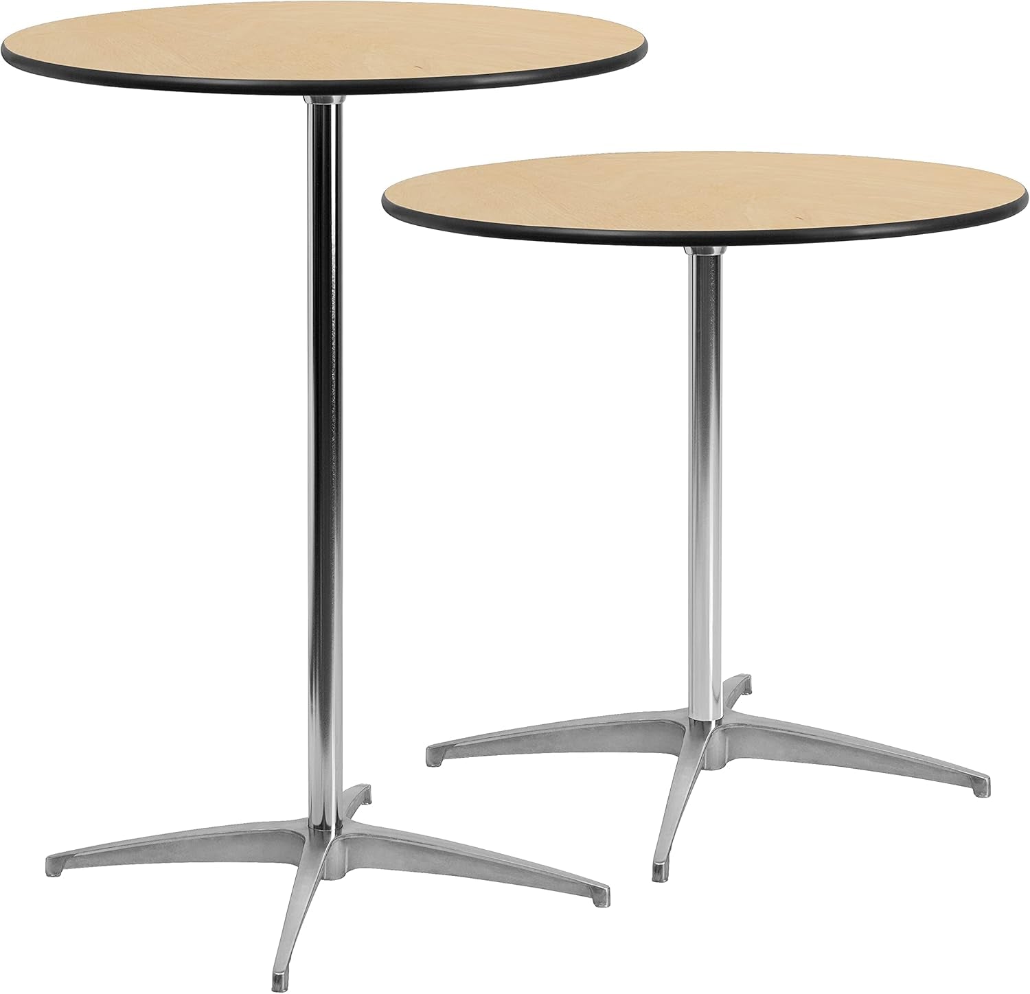 Lars 30" round Cocktail Table with 30" and 42" Columns, Adjustable Standard or Bar Height round Table for Events or Home Use, Natural