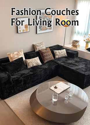 Corduroy Sectional Couch for Living Room - 104" Modern Modular Sofa with L-Shape Chaise and Deep Seat Comfort, No Assembly Required (Right Facing Chaise)