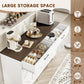 55" Sideboard Buffet Cabinet with Storage, Large Kitchen Storage Sideboard with Drawers & Doors, Modern Wood Farmhouse Coffee Bar Cabinet, Buffet Table for Kitchen, Dining Room, Living Room, White