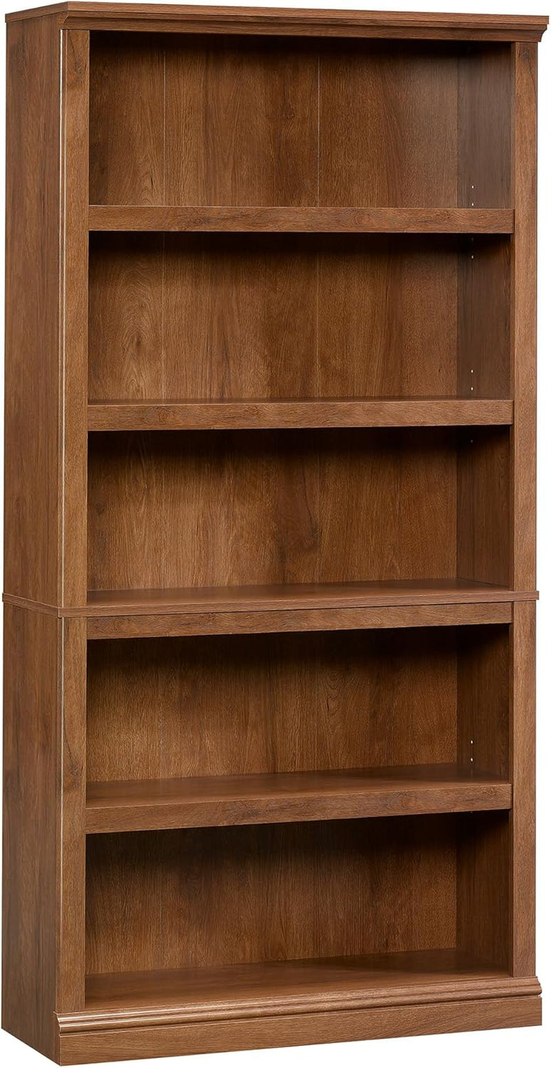 5-Shelf Split Bookcase/ Book Shelf, Oiled Oak Finish