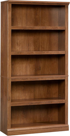 5-Shelf Split Bookcase/ Book Shelf, Oiled Oak Finish
