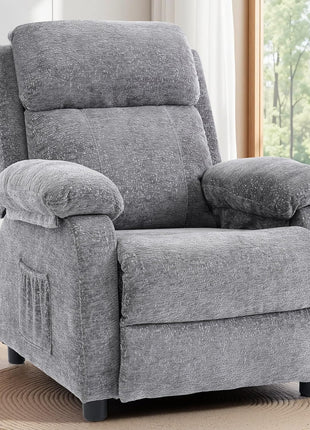 Padded Recliner Chair with Side Pockets for Adults - Compact Living Room Lounge Chair for Small Spaces (Linen)