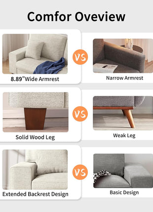 Contemporary Chenille Loveseat Sofa for Living Room with Recliner, Removable Cover, Spring Cushions, Solid Wood Frame, Easy Assembly for Small Spaces (71.25 Inch, Beige)