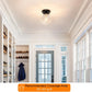 Semi Flush Mount Ceiling Light Fixtures, Vintage Globe Glass Ceiling Light Fixture, Antique Small Black Hallway Light Fixtures for Bedroom, Closet, Entryway, Bathroom, Kitchen