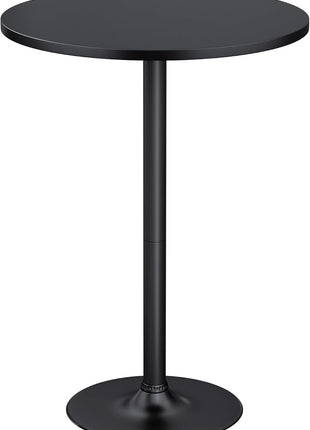 Round Bistro Pub Table - 40.6-Inch Bar Height Cocktail Table for Home Bar, Dining Room, Living Room, and Weddings with Metal Base and MDF Obsidian Top in Dark Black Finish